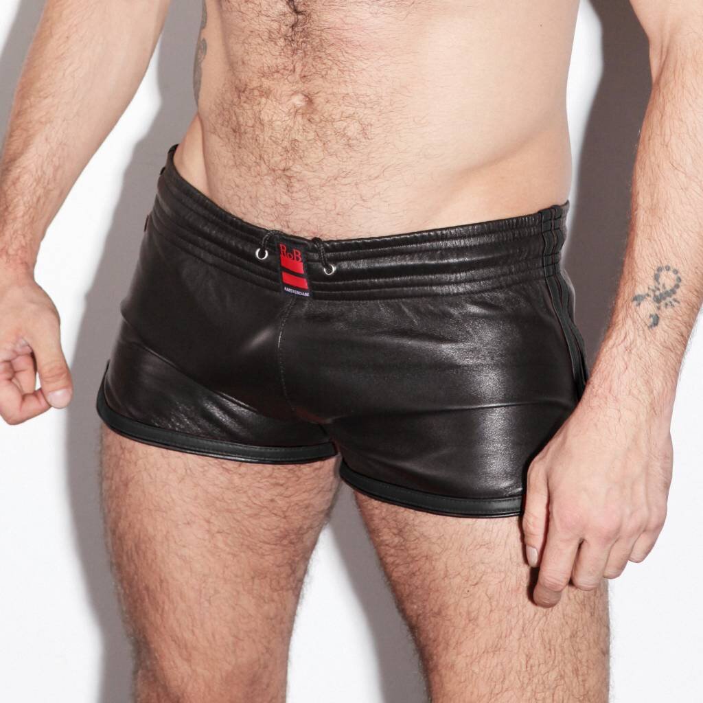 RoB Leather Sport Shorts with black stripes