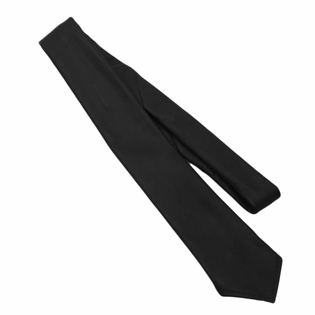 RoB Leren stropdas zwart