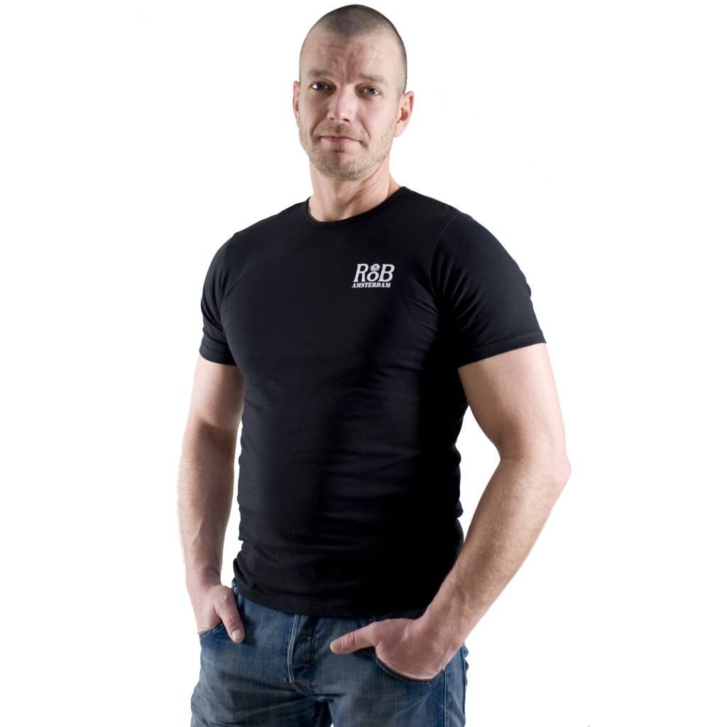 RoB Amsterdam T-Shirt zwart met wit logo