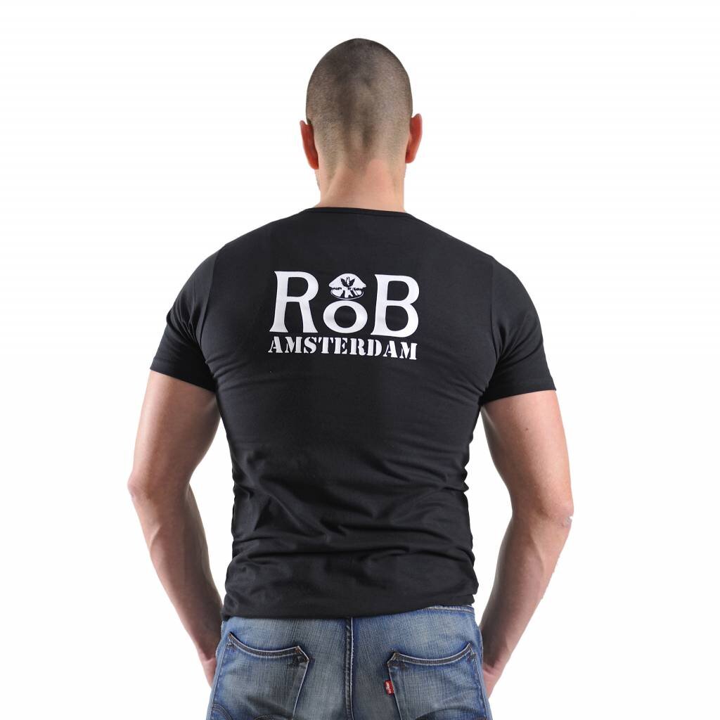 RoB Amsterdam T-Shirt zwart met wit logo