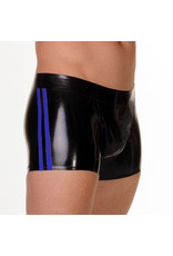 RoB Rubber shorts met doorlopende rits en blauwe strepen
