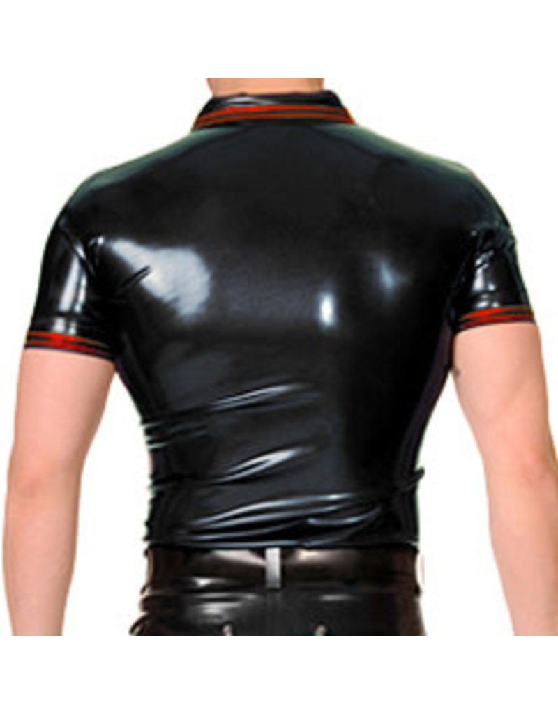 RoB Rubber polo shirt met rode strepen