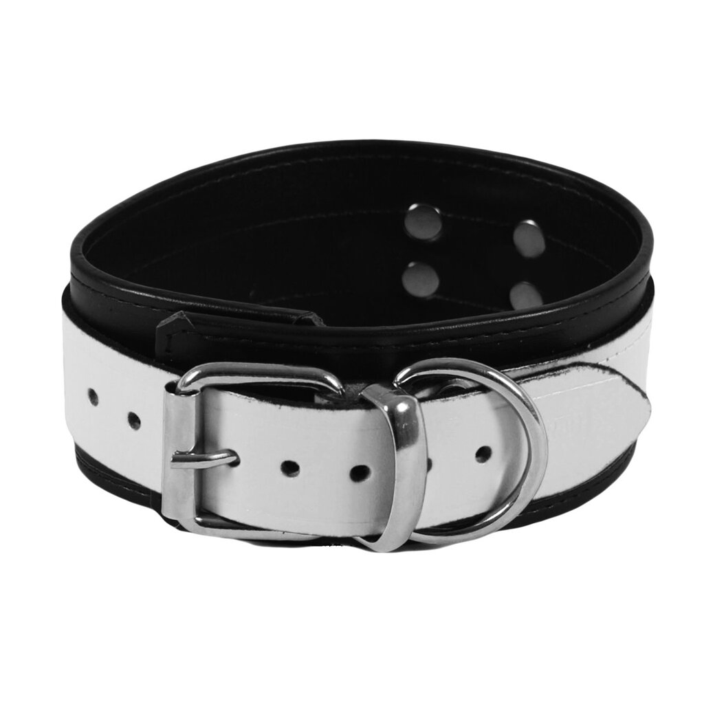 RoB Leather slave collar white on black