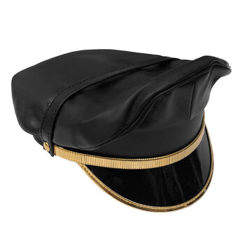 RoB Leather Military Cap, Gold Trim, Extension Strap