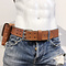 RoB Leather belt 5 cm double buckle brown