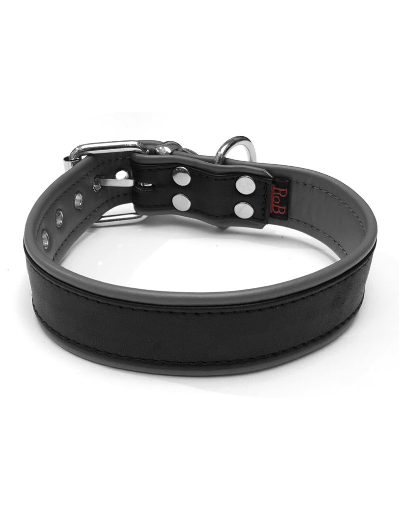 RoB Leder Sklavenhalsband 1 D-Ring schwarz/grau medium
