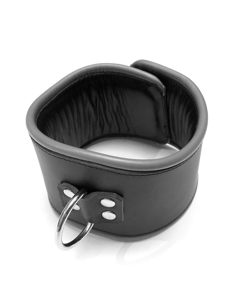 RoB Leren padded discipline halsband zwart/grijs