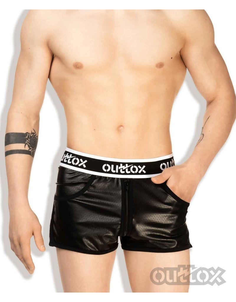 Outtox Full zipper jogging shorts black/white