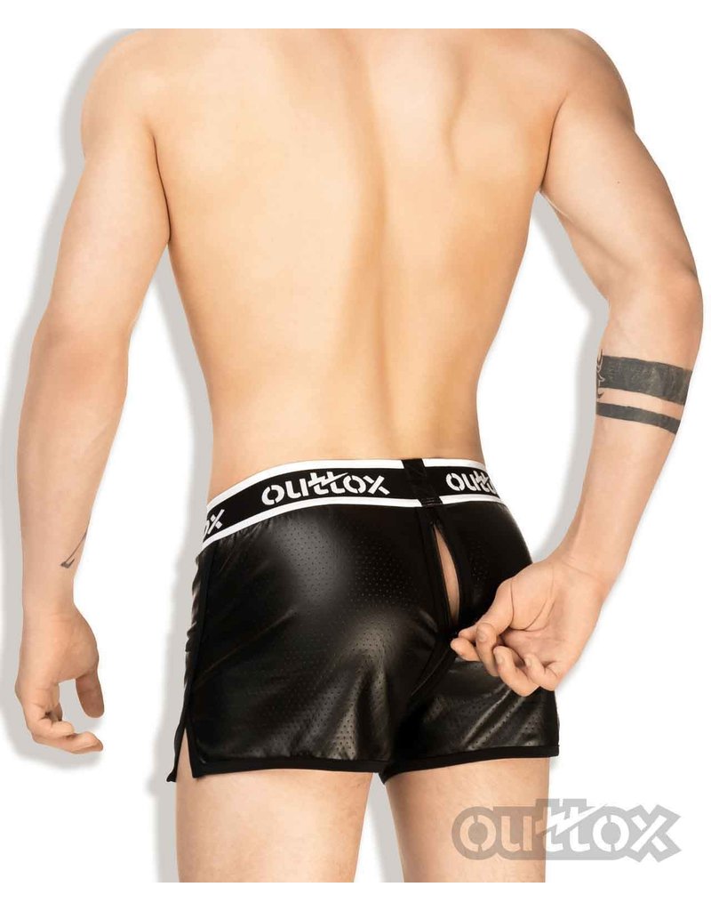 Outtox Full zipper jogging shorts black/white