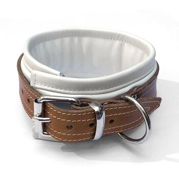 RoB Leather slave collar padded white/brown