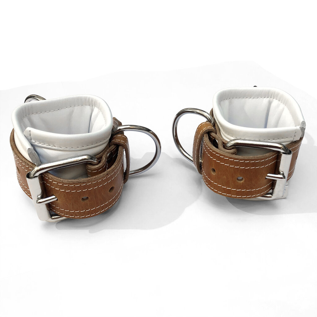 RoB Master's Choice Leren Polsboeien, Extra Breed, Zachte Padding - Wit/Bruin