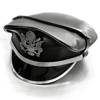 RoB Leren militaire pet, zilveren trim, band & badge