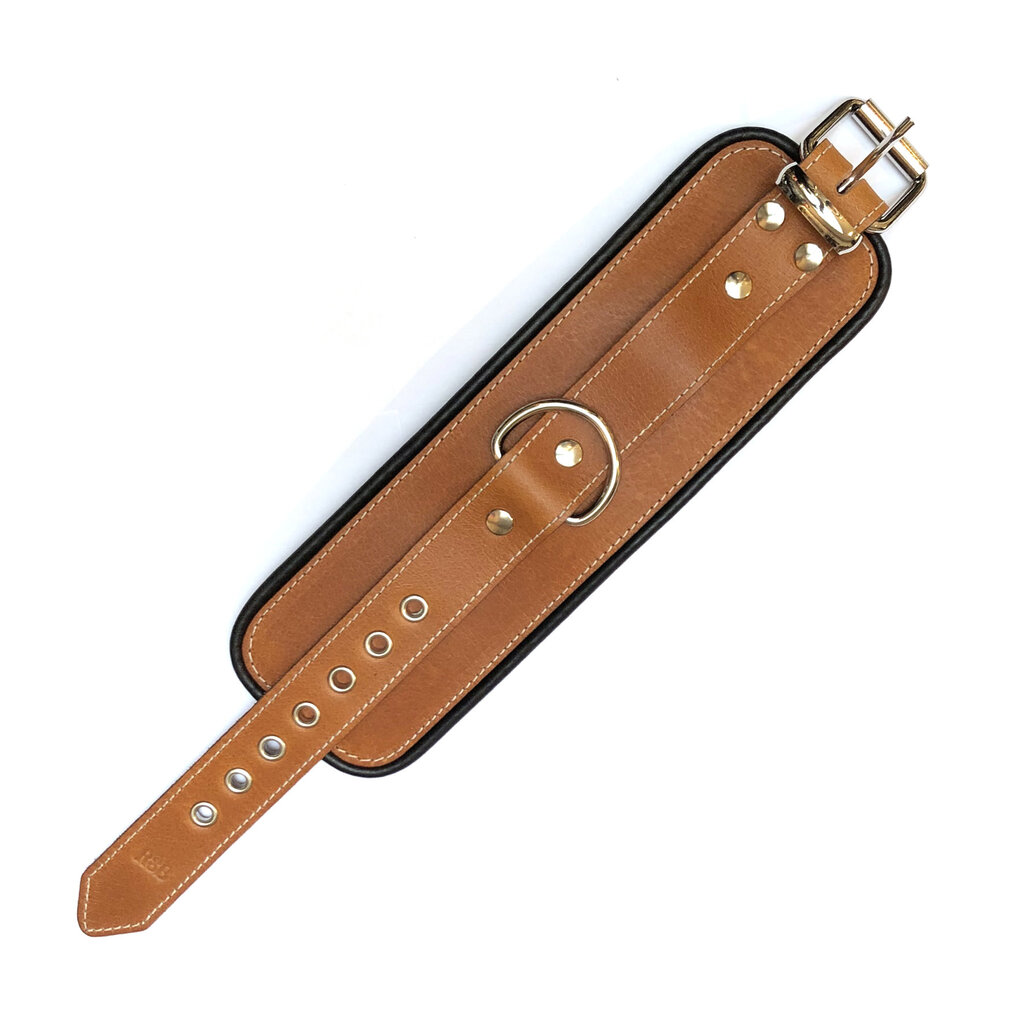 RoB Stallion Ankle Restraints Brown with Black Piping