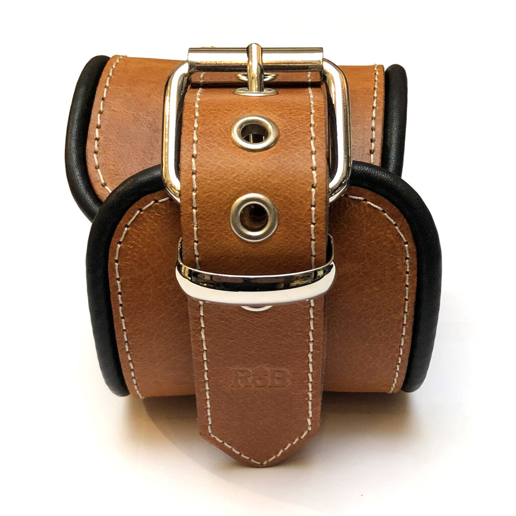 RoB Stallion Ankle Restraints Brown with Black Piping