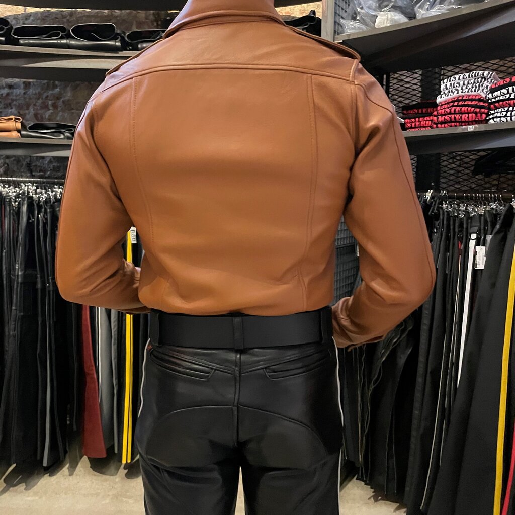 RoB Stallion Leather Police Shirt Light brown - Long sleeved