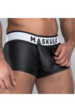 Maskulo Armored rubber look trunk shorts detachable pouch & zippered rear.