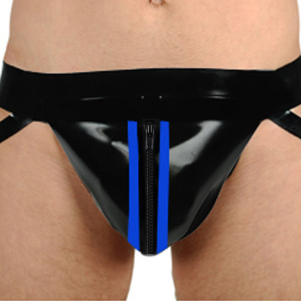 RoB Rubber jockstrap met rits en gekleurde strepen