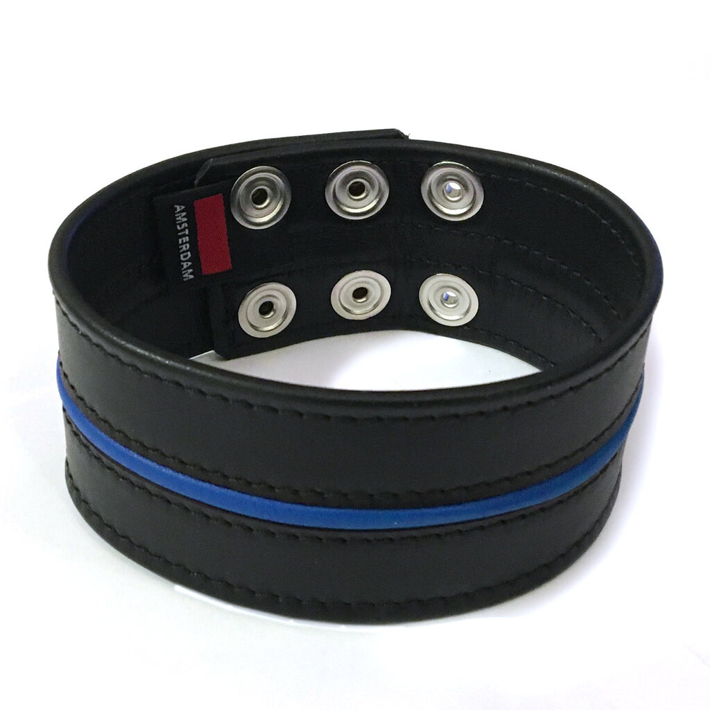 RoB Leather biceps-band with colored piping, 50 mm wide