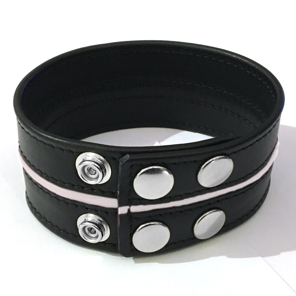 RoB Leather biceps-band with colored piping, 50 mm wide