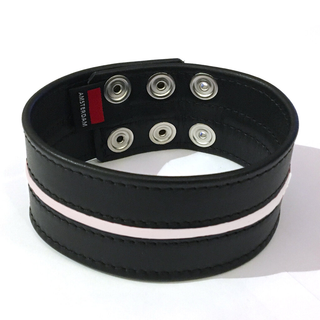 RoB Leather biceps-band with colored piping, 50 mm wide