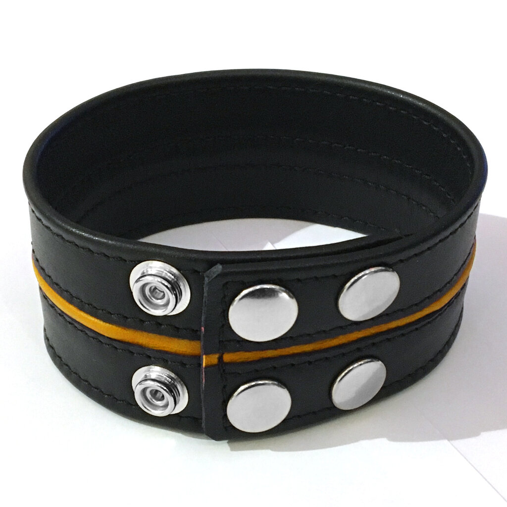 RoB Leather biceps-band with colored piping, 50 mm wide