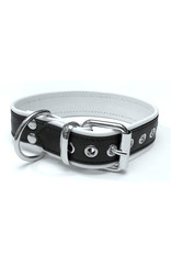 RoB Leather slave collar with 1 D-ring with colored piping