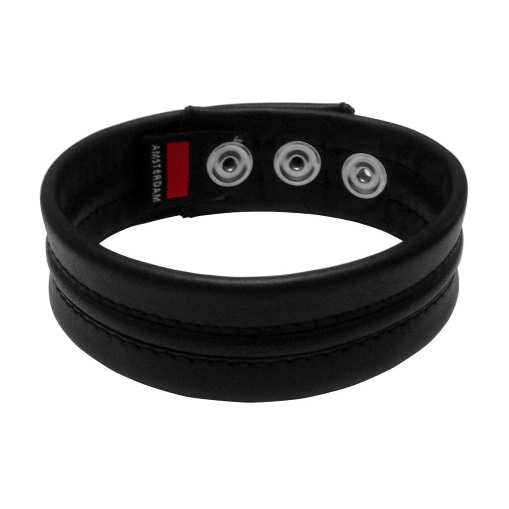 RoB Leather biceps-band black with press studs