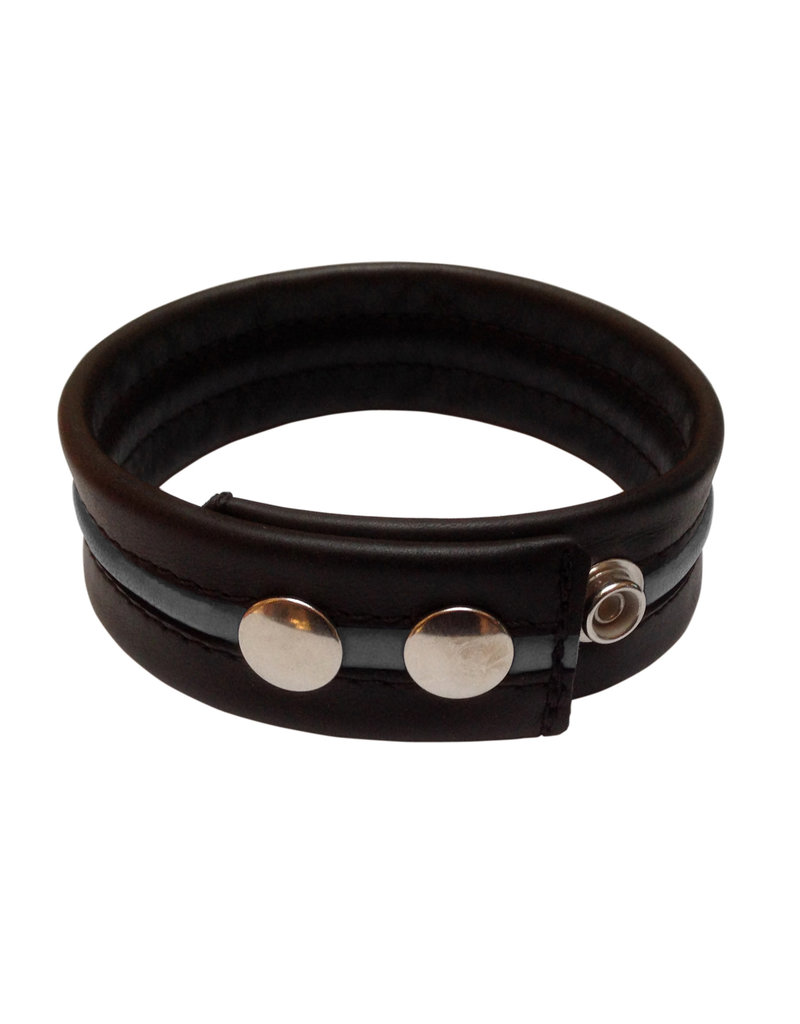 RoB Leather biceps-band black with colored piping and press studs