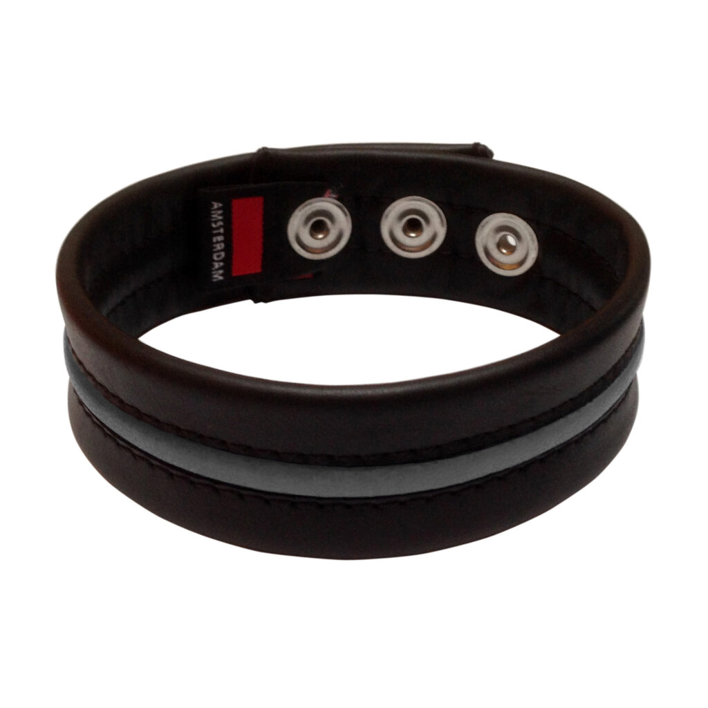 RoB Leather Bicep-band black with piping and press studs