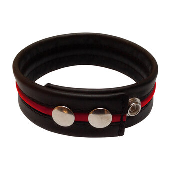 RoB Leather biceps-band black with colored piping and press studs