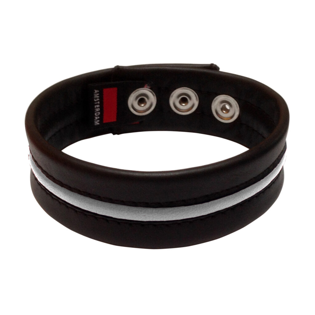 RoB Leather Bicep-band black with piping and press studs