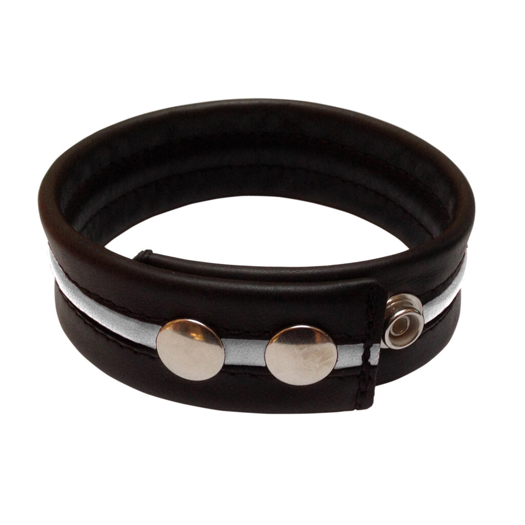 RoB Leather Bicep-band black with piping and press studs