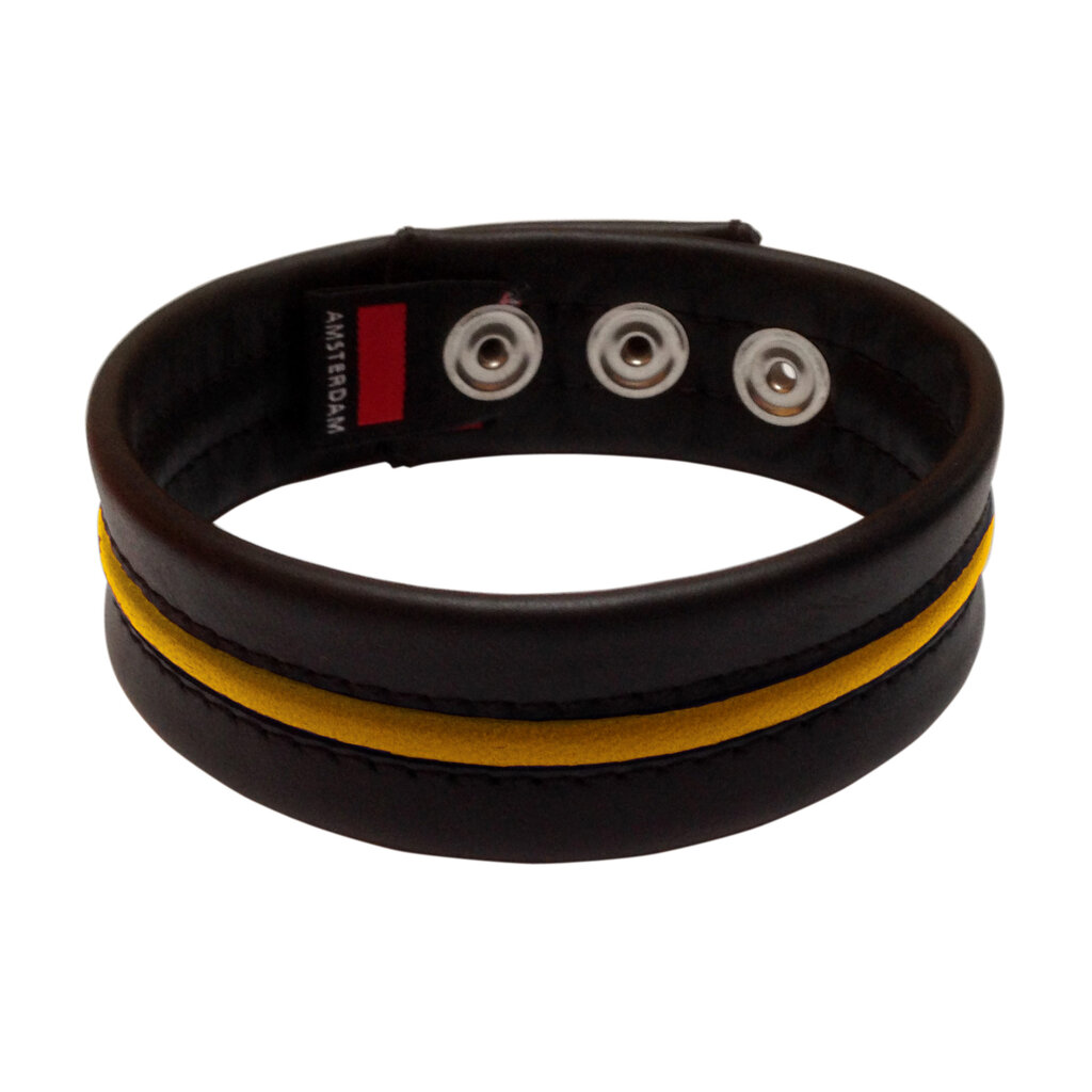 RoB Leather Bicep-band black with piping and press studs