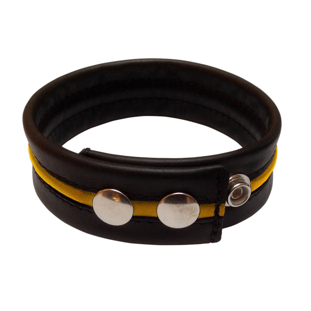 RoB Leather biceps-band black with colored piping and press studs