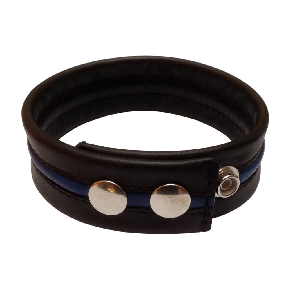 RoB Leather Bicep-band black with piping and press studs