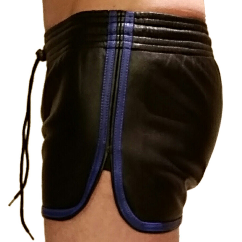 RoB Leather sport shorts with colored stripes