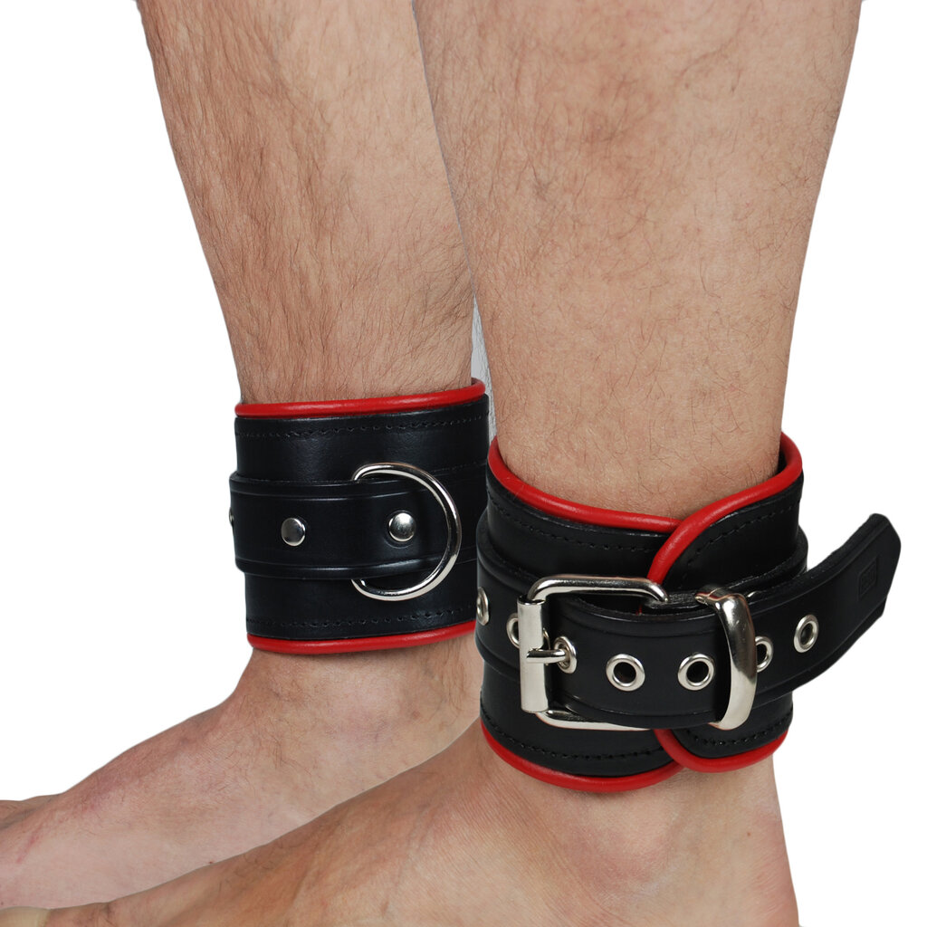 RoB Leather ankle restraints with colored piping