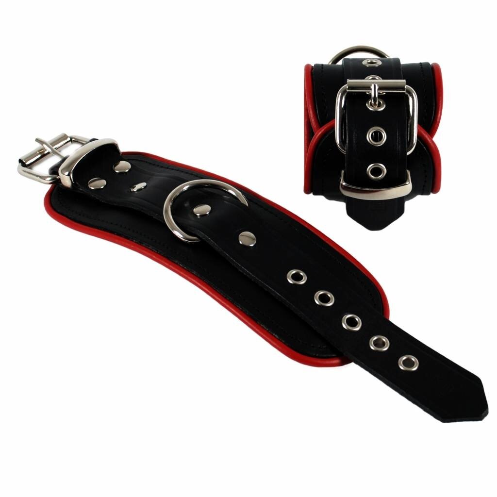 RoB Leather wrist restraints with colored piping