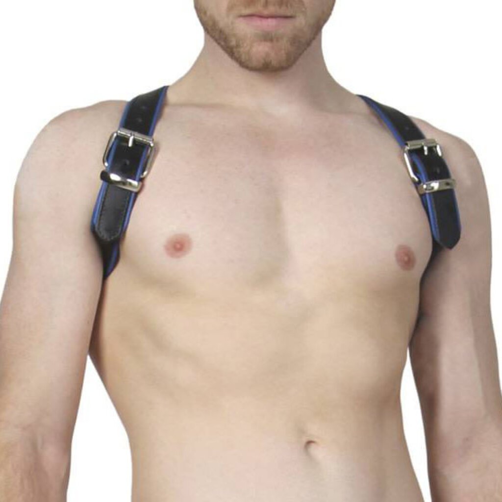 RoB Shoulder harness with buckle, black with colored piping