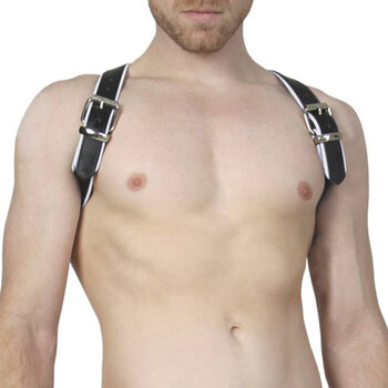 RoB Shoulder harness with buckle, black with colored piping