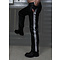 RoB Schwarze Trackpants aus weichem Leder mit farbigen Streifen