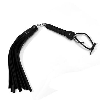 Black Flogger With Leather Handle