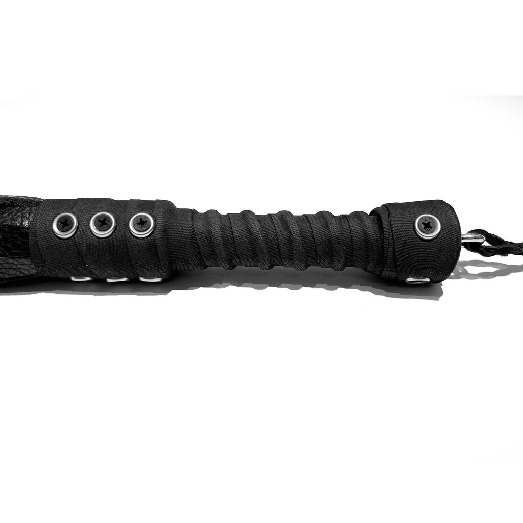 Bare Leatherworks Mid size Leren/rubber Flogger Thudstinger ProGrip 24 strengen