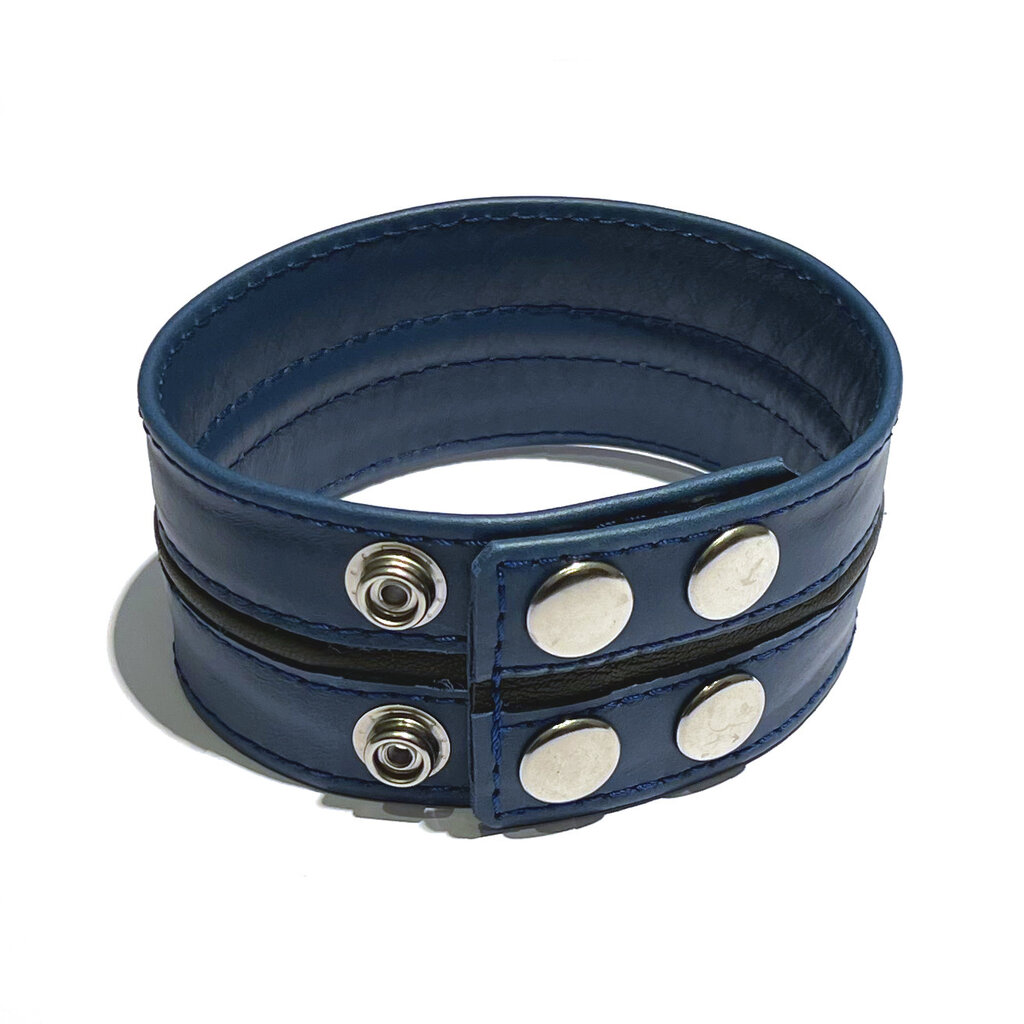 RoB Leren bicepsband 50 mm breed met streep en drukknopen