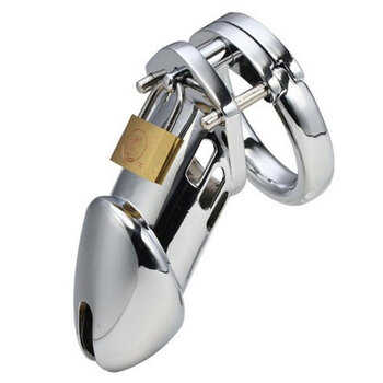 Chastity cage with steel padlock