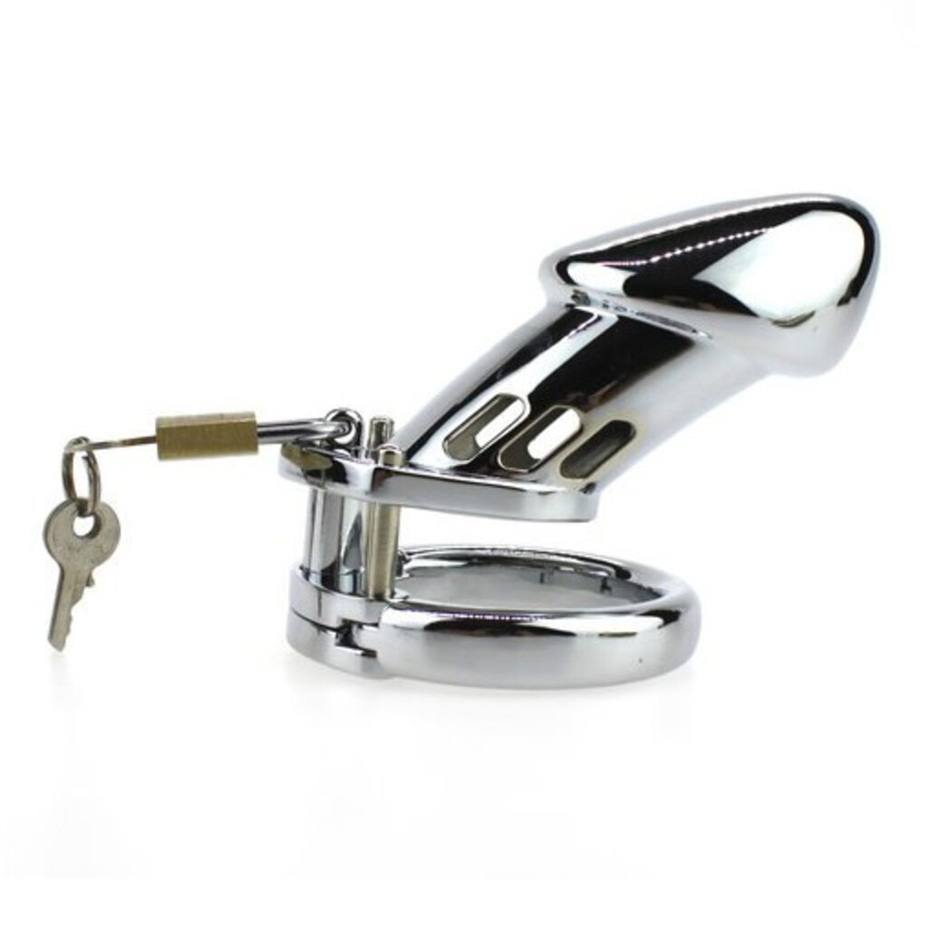 Chastity cage with steel padlock