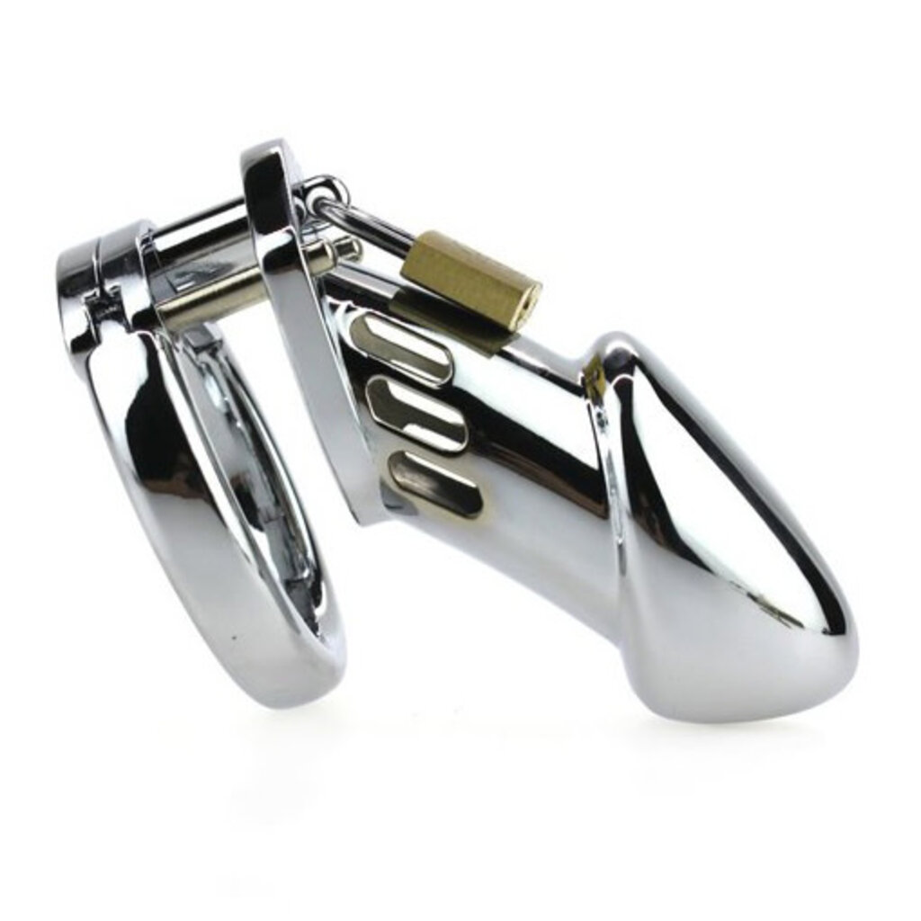 Chastity cage with steel padlock