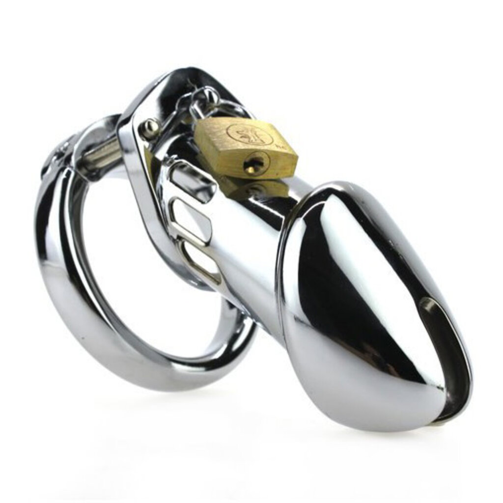 Chastity cage with steel padlock
