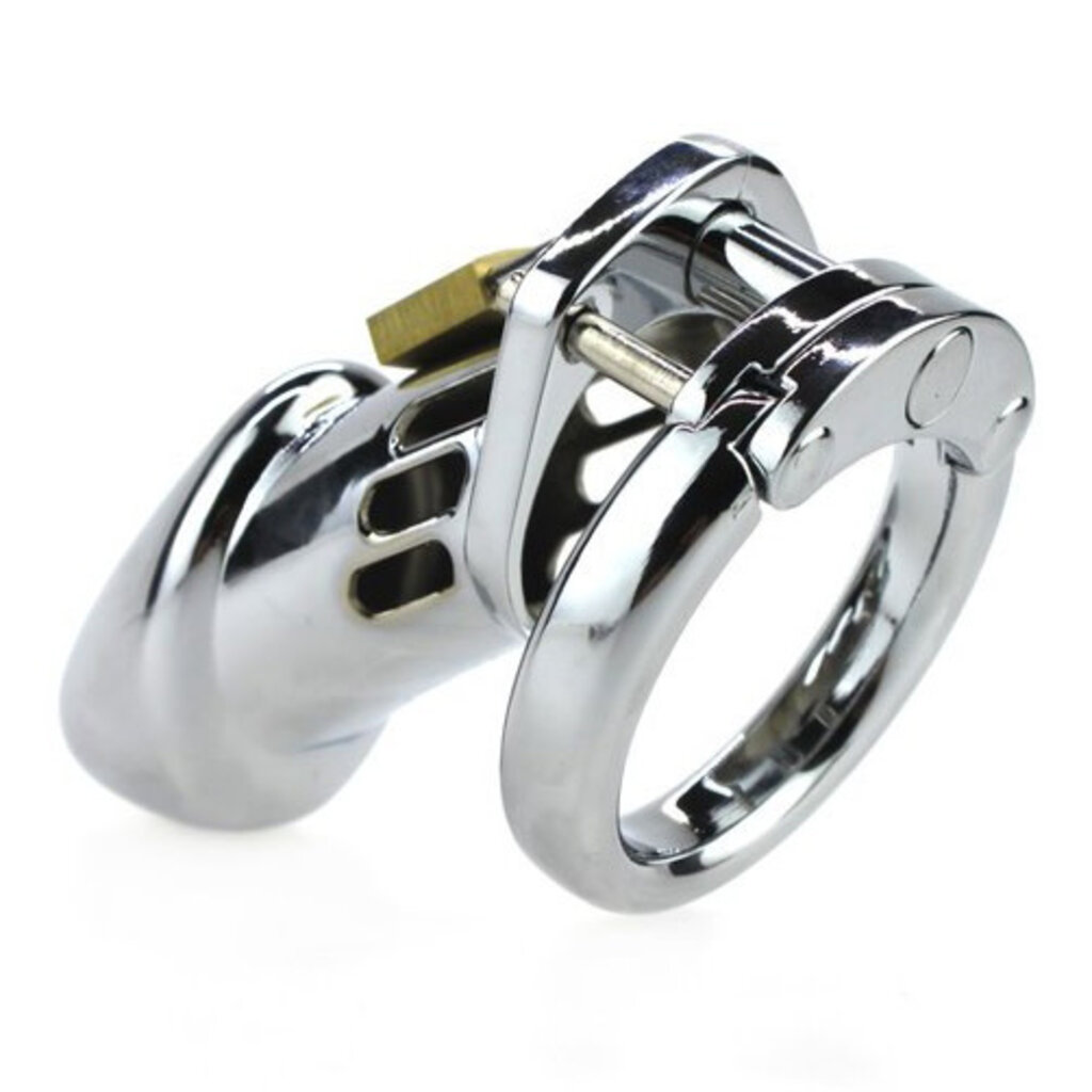 Chastity cage with steel padlock