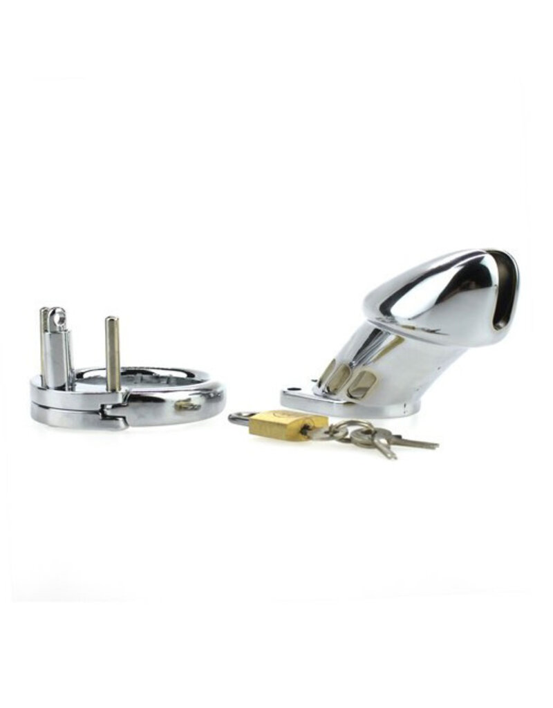Chastity cage with steel padlock